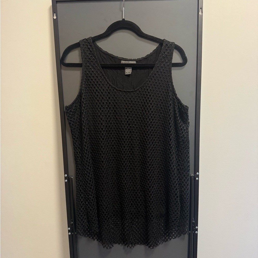 lola Black Crochet Overlay Tank